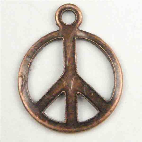 Antique Copper Plate 14x11MM Peace Symbol