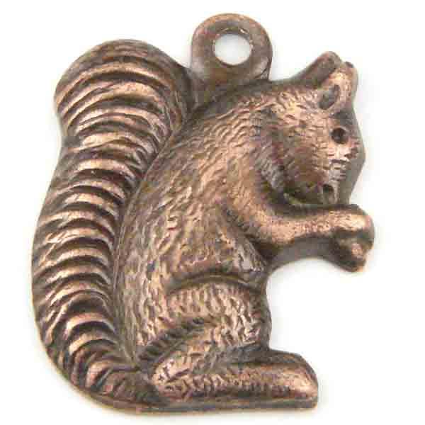 Antique Copper Plate 14x13MM Squirrel Stamping