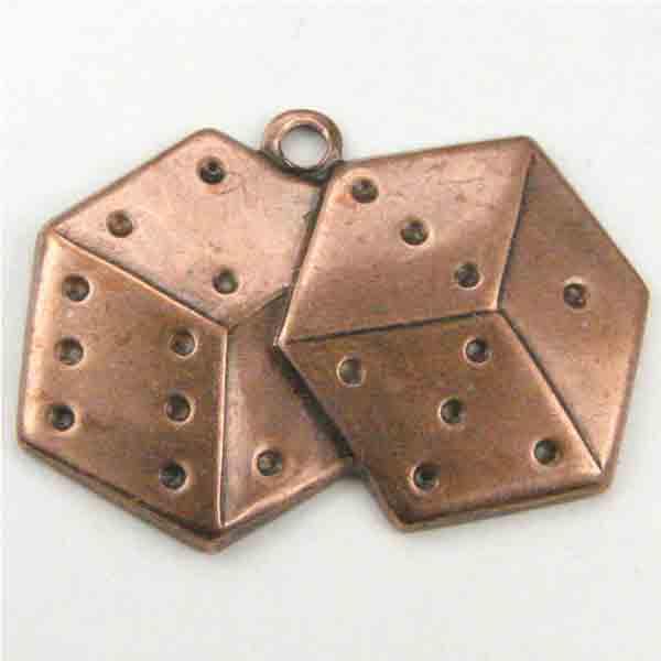 Antique Copper Plate 14x22MM Dice Stamping