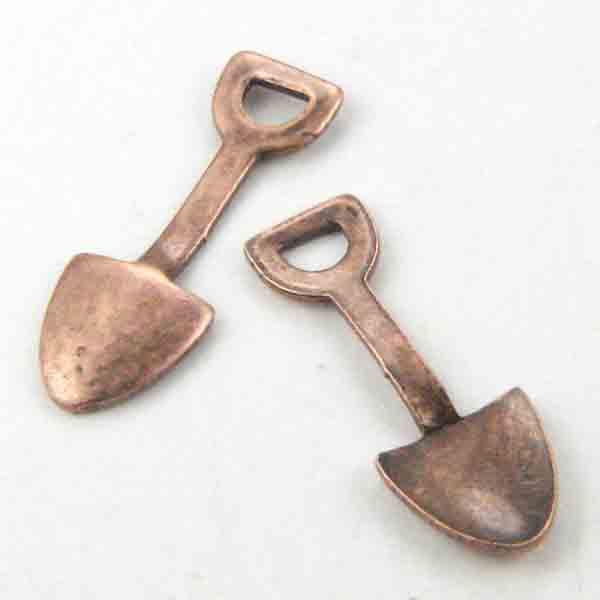 Antique Copper Plate 14x5MM Garden Spade Shovel
