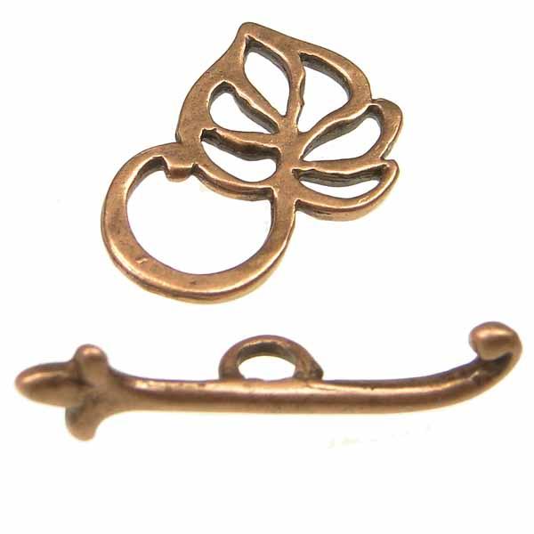 Antique Copper Plate 15MM Leaf Toggle