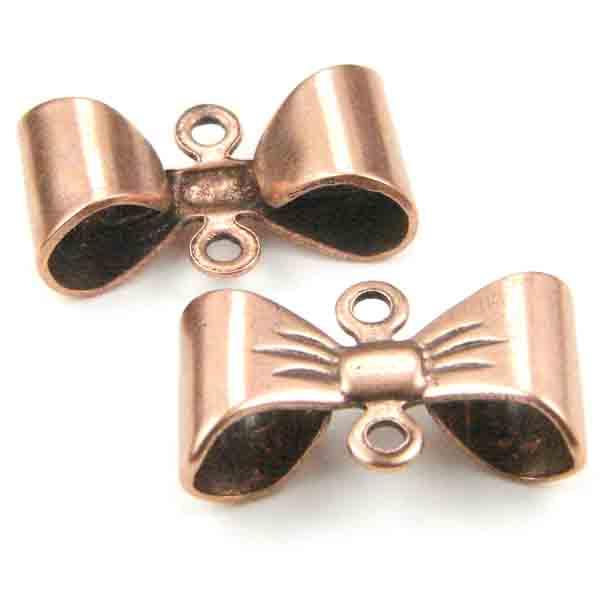 Antique Copper Plate 15X7MM 2 Loop 3-D Bow