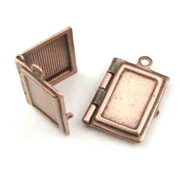 Antique Copper Plate 15x12MM Locket with Setting for 10X7MM Rectangle Stone