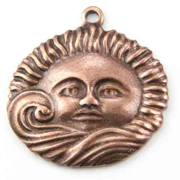 Antique Copper Plate 15x16MM Sun and Cloud Stamping