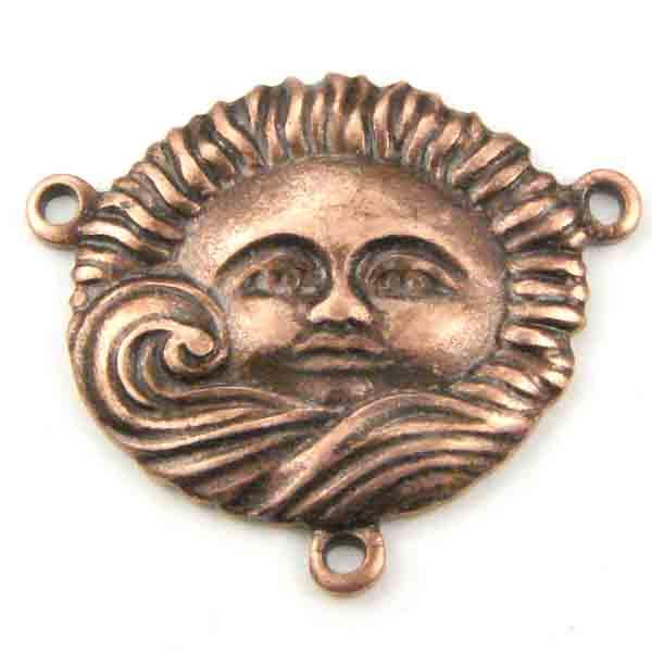 Antique Copper Plate 15x16MM Sun and Cloud Stamping Connector