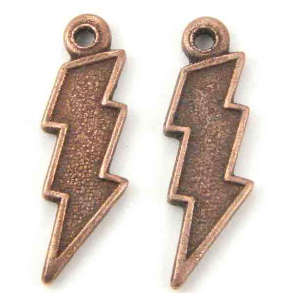 Antique Copper Plate 15x5MM Lightening Bolt