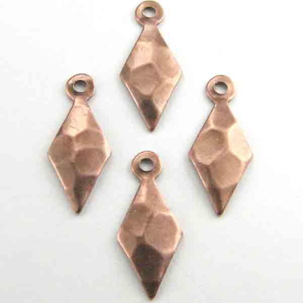 Antique Copper Plate 15x6MM Hammered Diamond