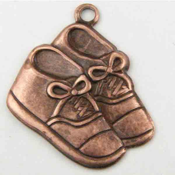 Antique Copper Plate 16x18MM Baby Shoes