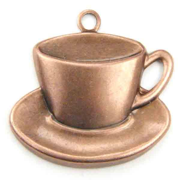 Antique Copper Plate 16x18MM Teacup Stamping