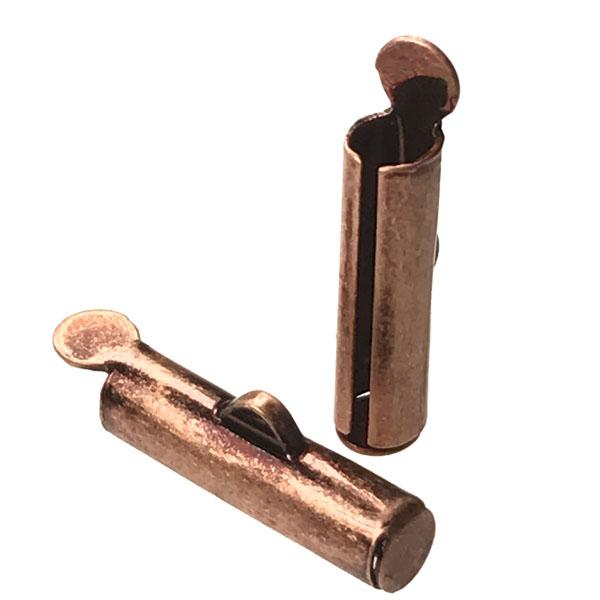 Antique Copper Plate 16x4MM Slide Tube End Connector