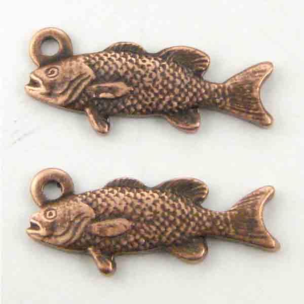 Antique Copper Plate 16x6MM Fish Dangle