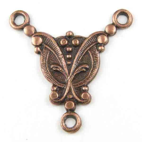 Antique Copper Plate 17MM 1 to 2 Loop Chandelier Connector