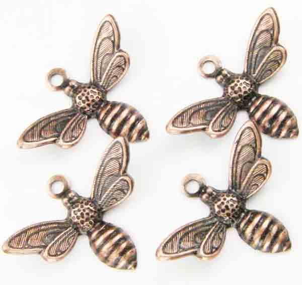 Antique Copper Plate 17x11MM Bumble Bee