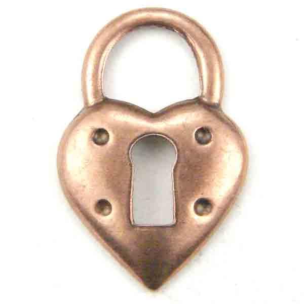 Antique Copper Plate 17x11MM Heart Lock