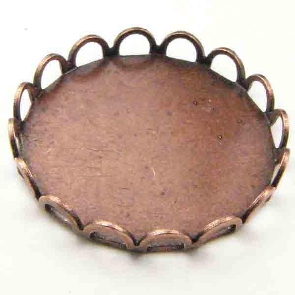 Antique Copper Plate 18MM Lace Edged Setting
