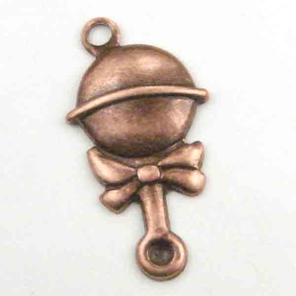 Antique Copper Plate 18x11MM Baby Rattle