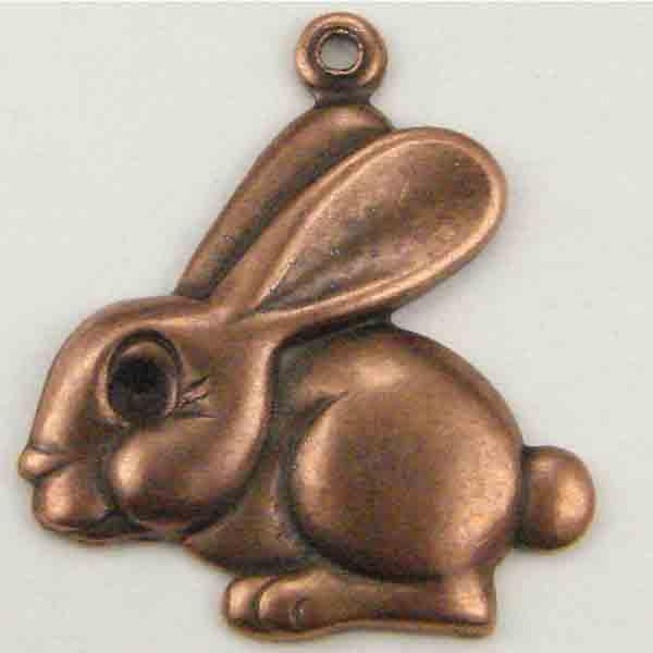 Antique Copper Plate 18x19MM Stamped Bunny