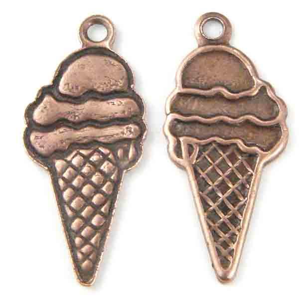 Antique Copper Plate 18x8MM Ice Cream Cone