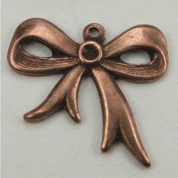 Antique Copper Plate 19MM Bow With Rhinestone Setting
