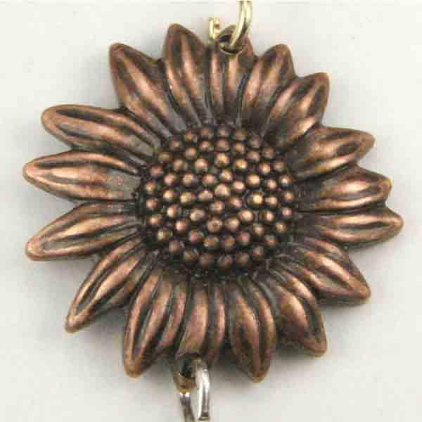Antique Copper Plate 19MM Sunflower 2 Hole Connector