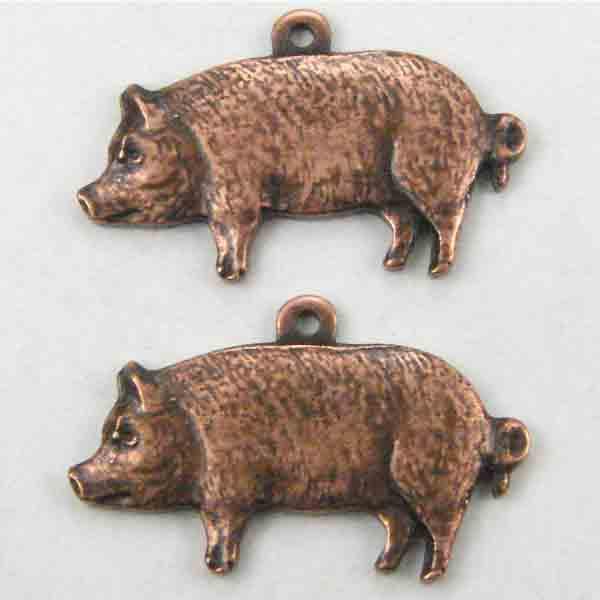Antique Copper Plate 19x10 Pig Diestruck
