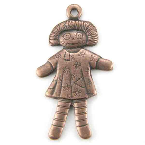 Antique Copper Plate 19x12 Rag Doll