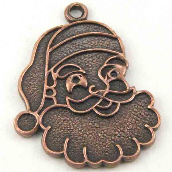 Antique Copper Plate 19x17MM Santa Face