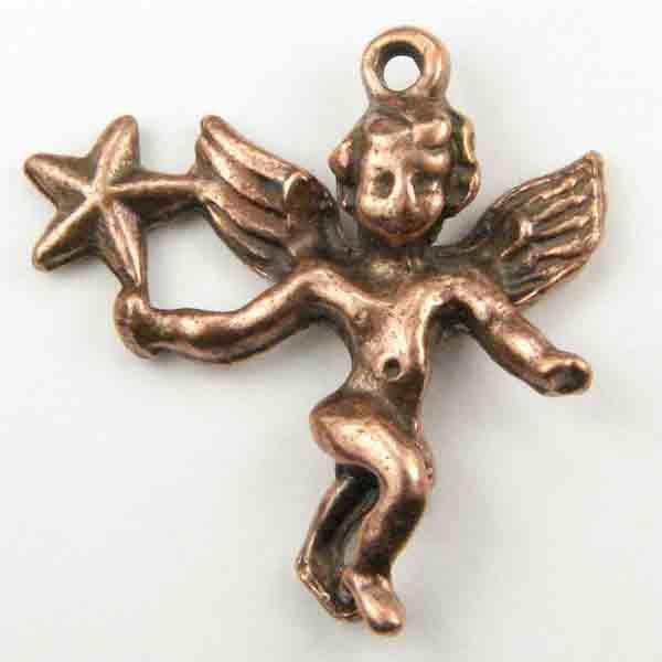 Antique Copper Plate 19x22MM Cherub With Star