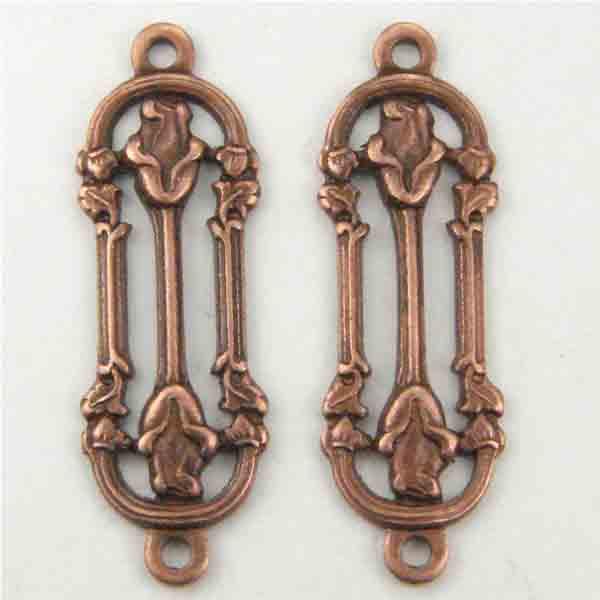 Antique Copper Plate 19x7MM 2 Loop Connector