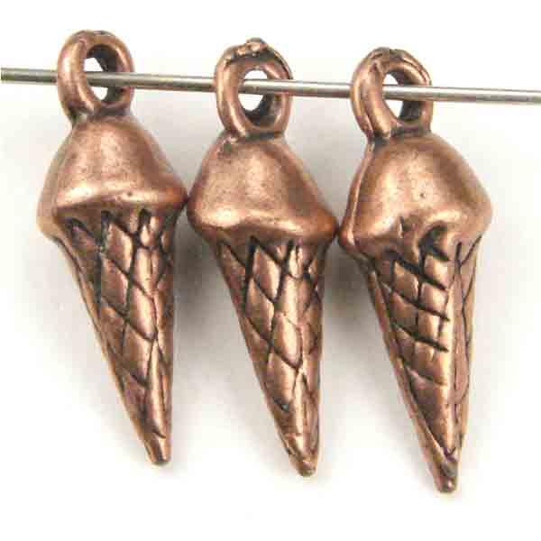 Antique Copper Plate 19x7MM Ice Cream Cone