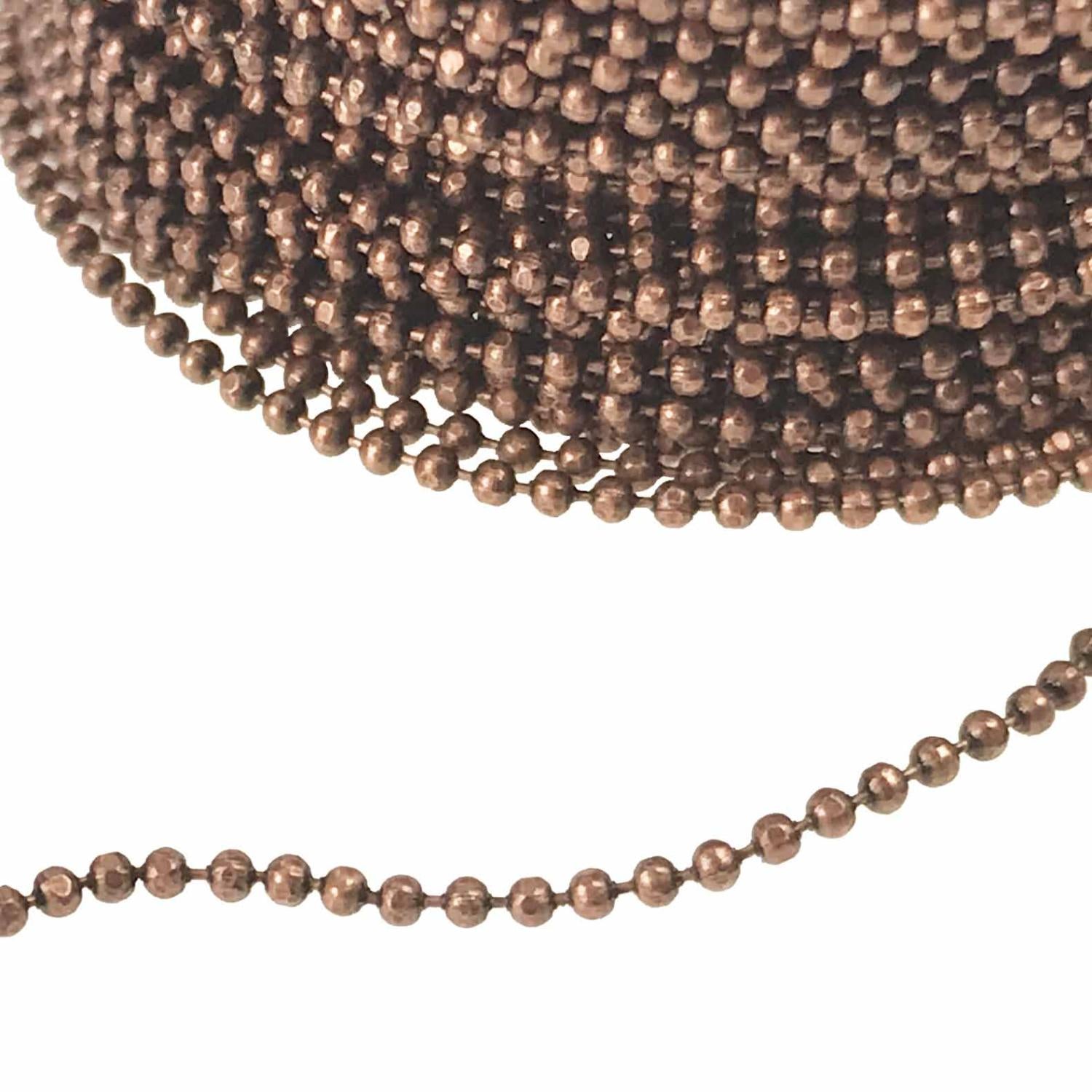 Antique Copper Plate 1MM Diamond Cut Ball Chain