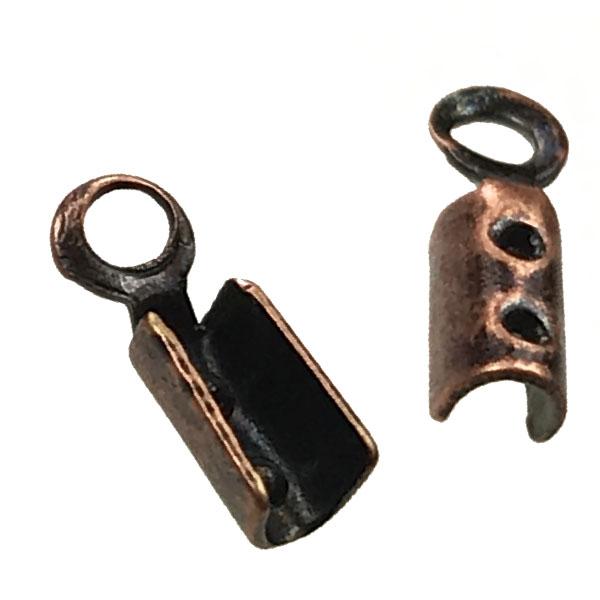 Antique Copper Plate 1MM Fold Over Cord Crimp End Connector