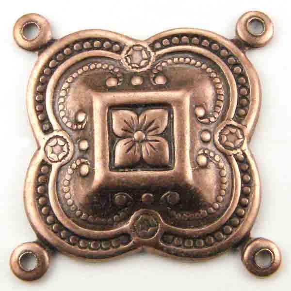 Antique Copper Plate 20mm 4 Loop Connector