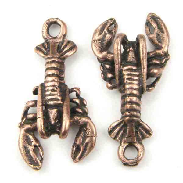 Antique Copper Plate 20x11MM 3-D Lobster