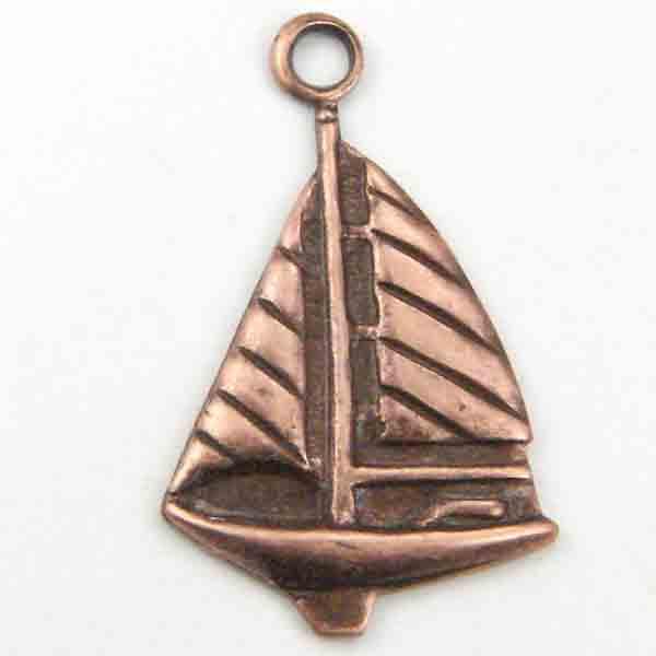 Antique Copper Plate 20x12MM Sailboat Stamping
