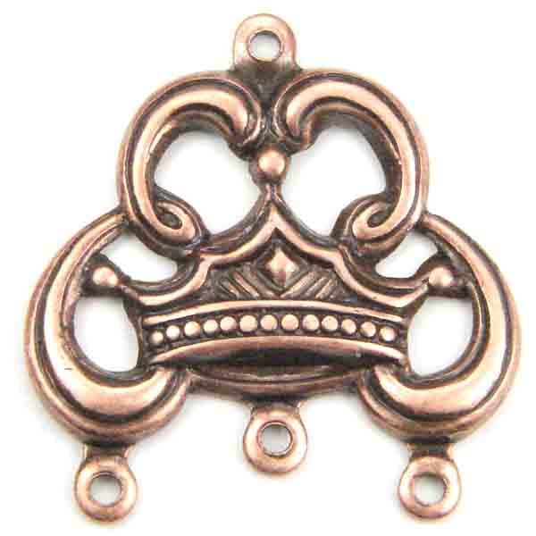Antique Copper Plate 20x16MM Crown Chandelier Connector 1 to 3