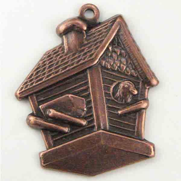 Antique Copper Plate 20x18MM Birdhouse Stamping