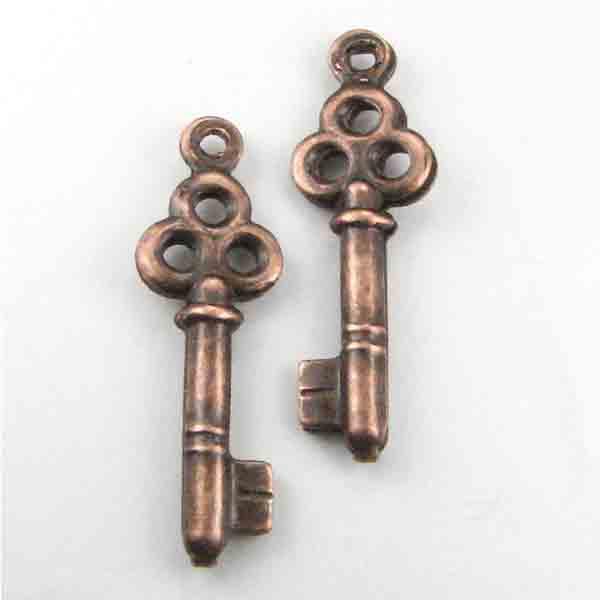 Antique Copper Plate 20x7MM Hollow Key