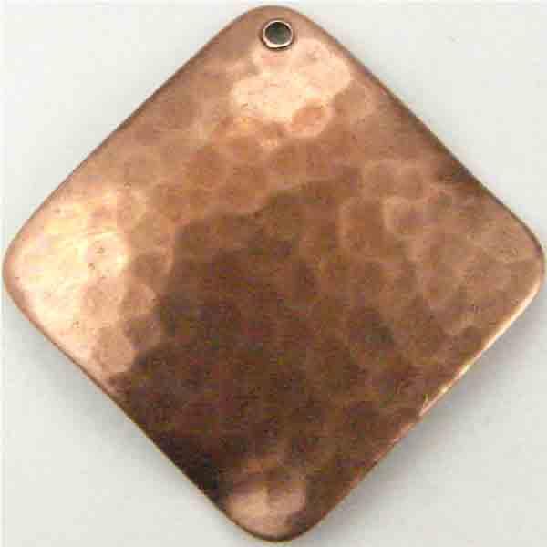 Antique Copper Plate 21MM Hammered and Wavy Diamond
