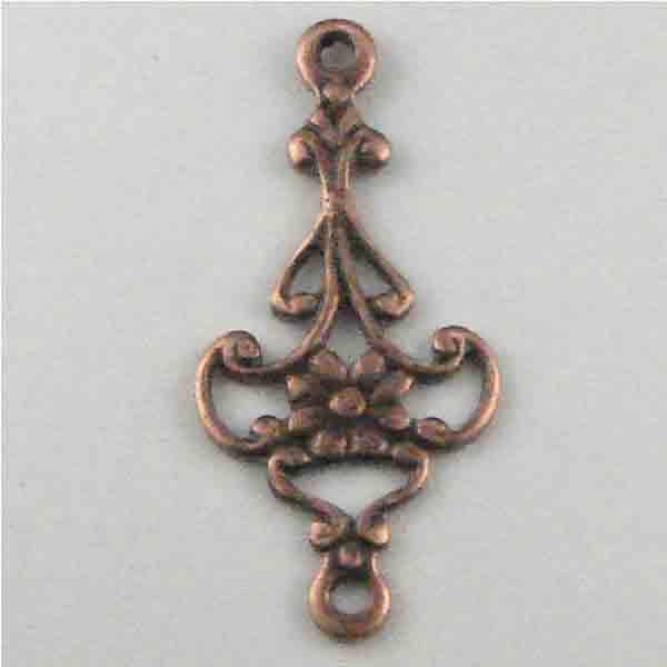 Antique Copper Plate 21x10MM Ornate Floral Connector