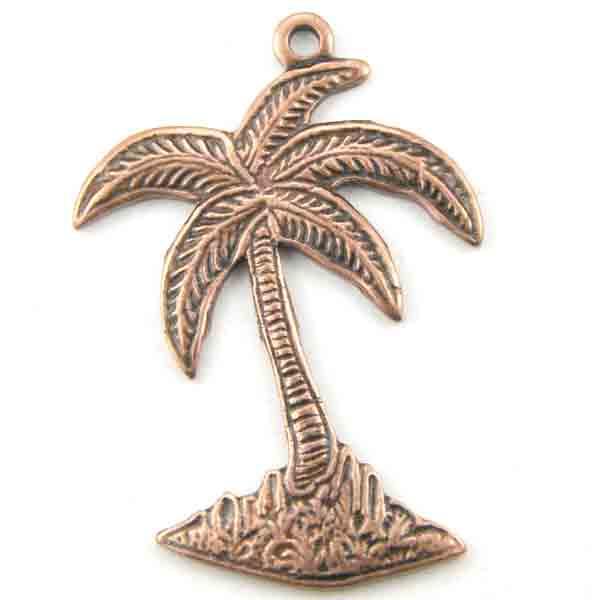 Antique Copper Plate 21x16MM Palm Tree Stamping