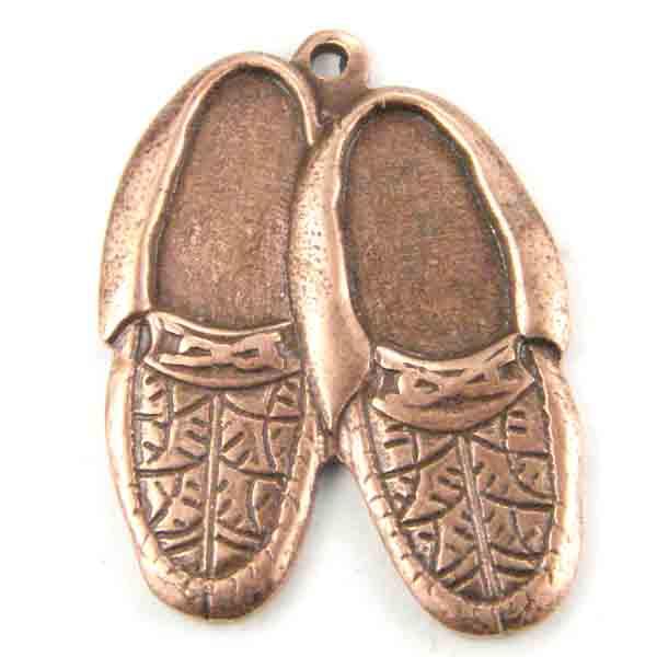 Antique Copper Plate 21x17MM Diestruck Moccasins