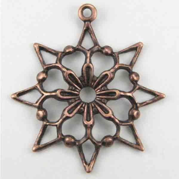 Antique Copper Plate 22MM Openwork Snowflake