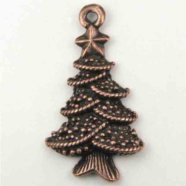 Antique Copper Plate 22X14MM Christmas Tree