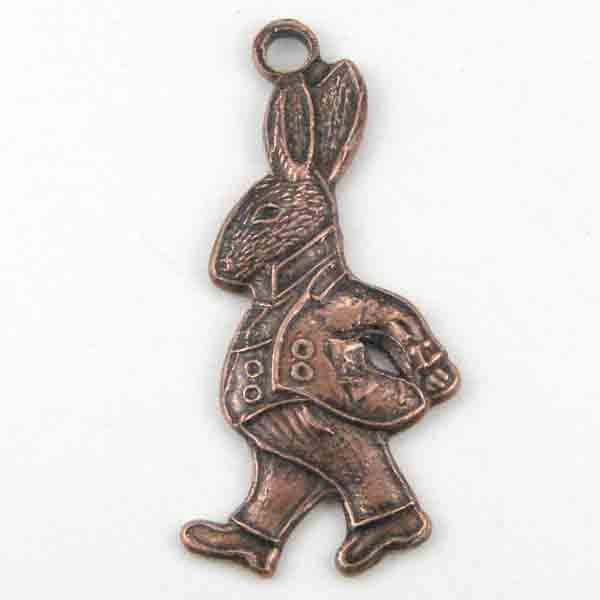 Antique Copper Plate 22x11MM Rabbit Caricature