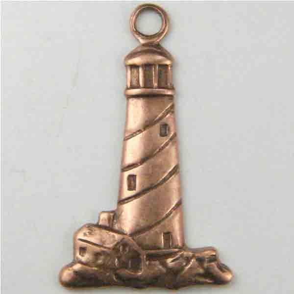 Antique Copper Plate 22x13MM Lighthouse Stamping