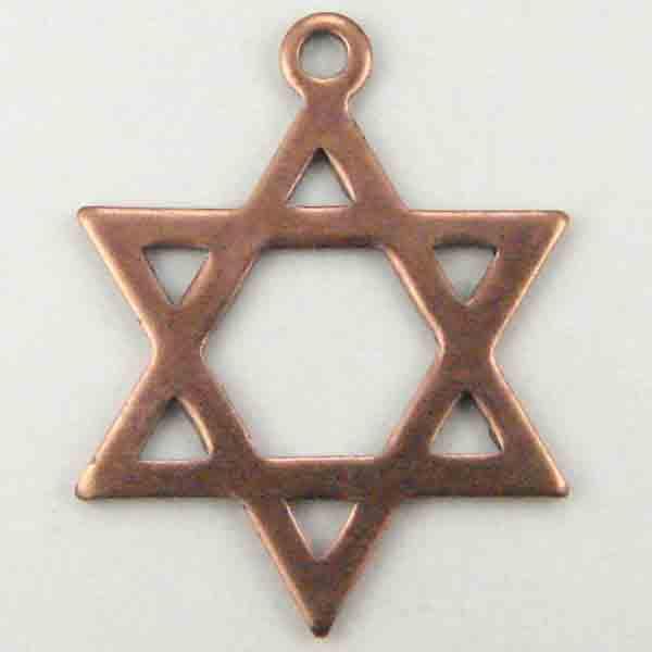 Antique Copper Plate 22x17MM Star Of David