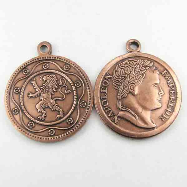 Antique Copper Plate 23MM Napoleon Coin