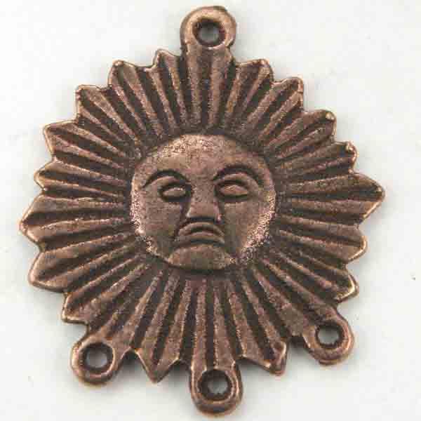 Antique Copper Plate 23MM Sunface with Loops