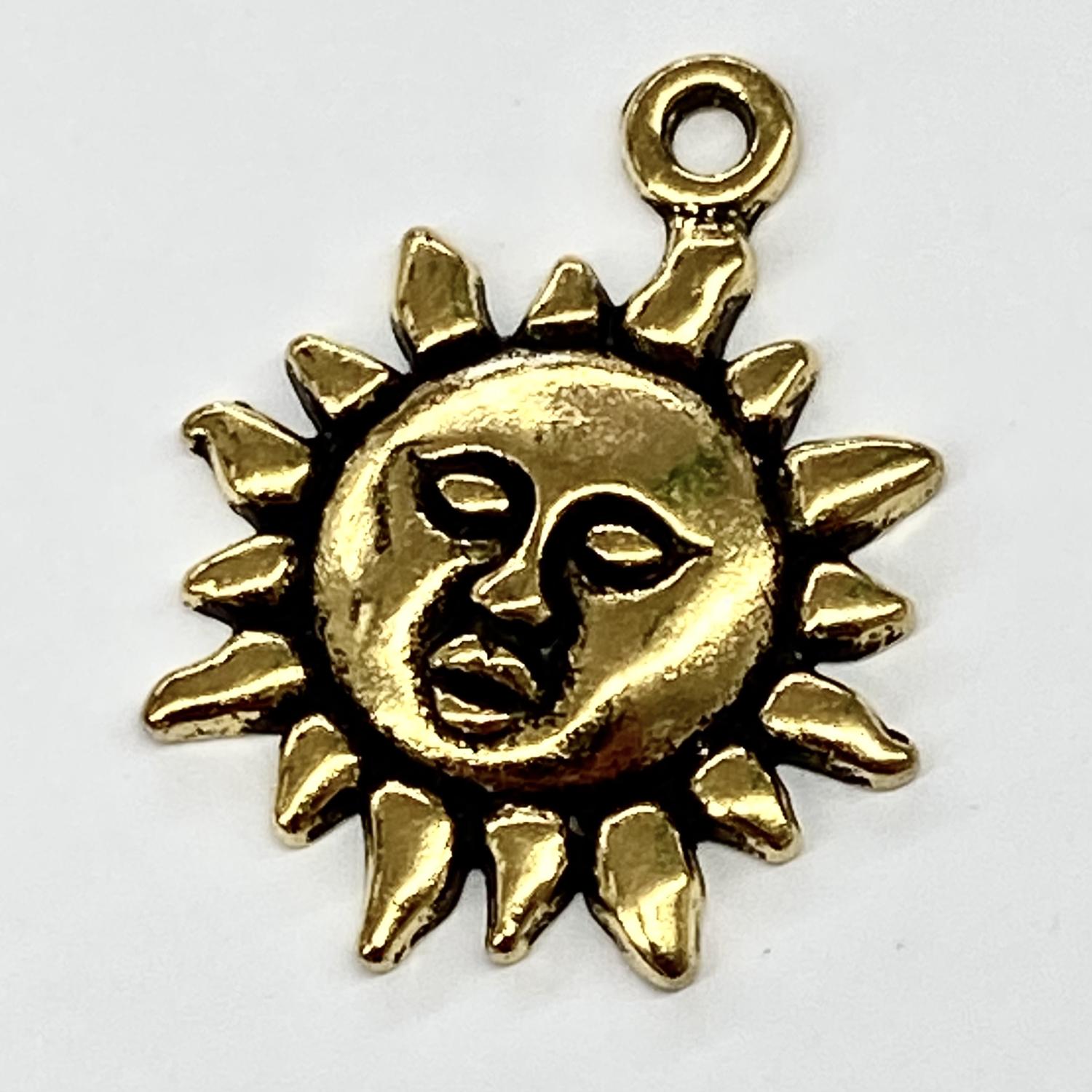 Antique Copper Plate 23MM Sunface with Loops